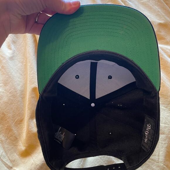 Brixton MFG Company Black Snap Back Cap W/ Green Bill Street Skater Style OS - Picture 4 of 12